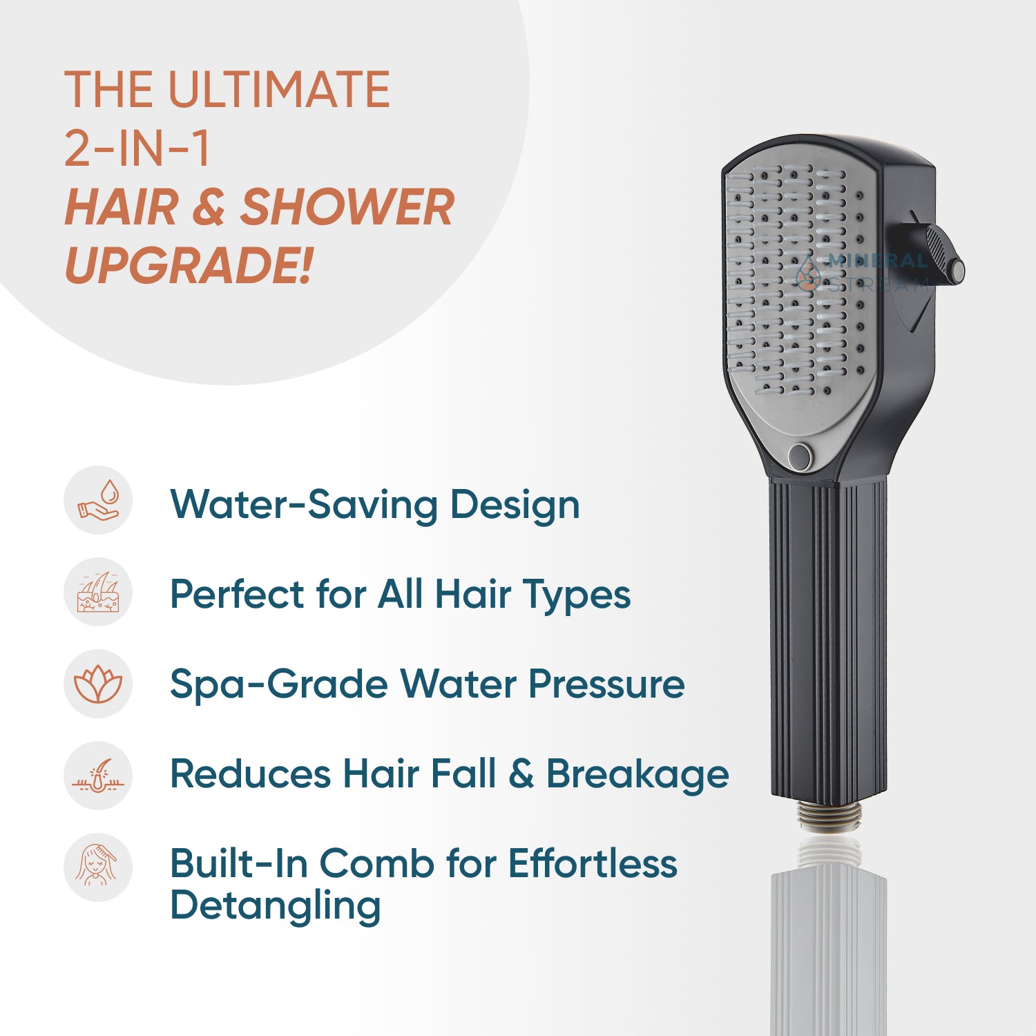 Detangler Comb Showerhead Shower Essentials Kit