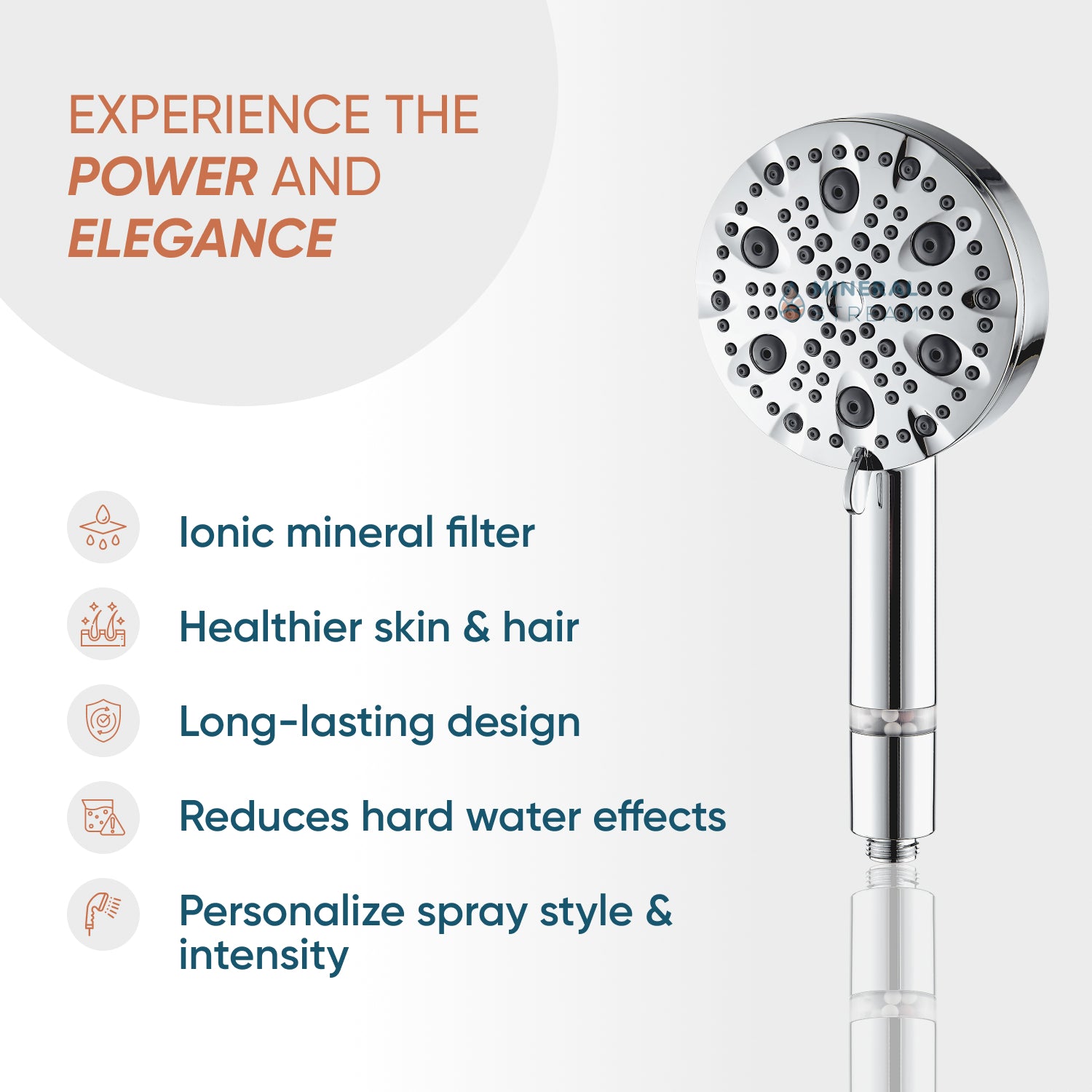 MineralStream Luxe 9 Mode High Pressure Showerhead (filtrert)