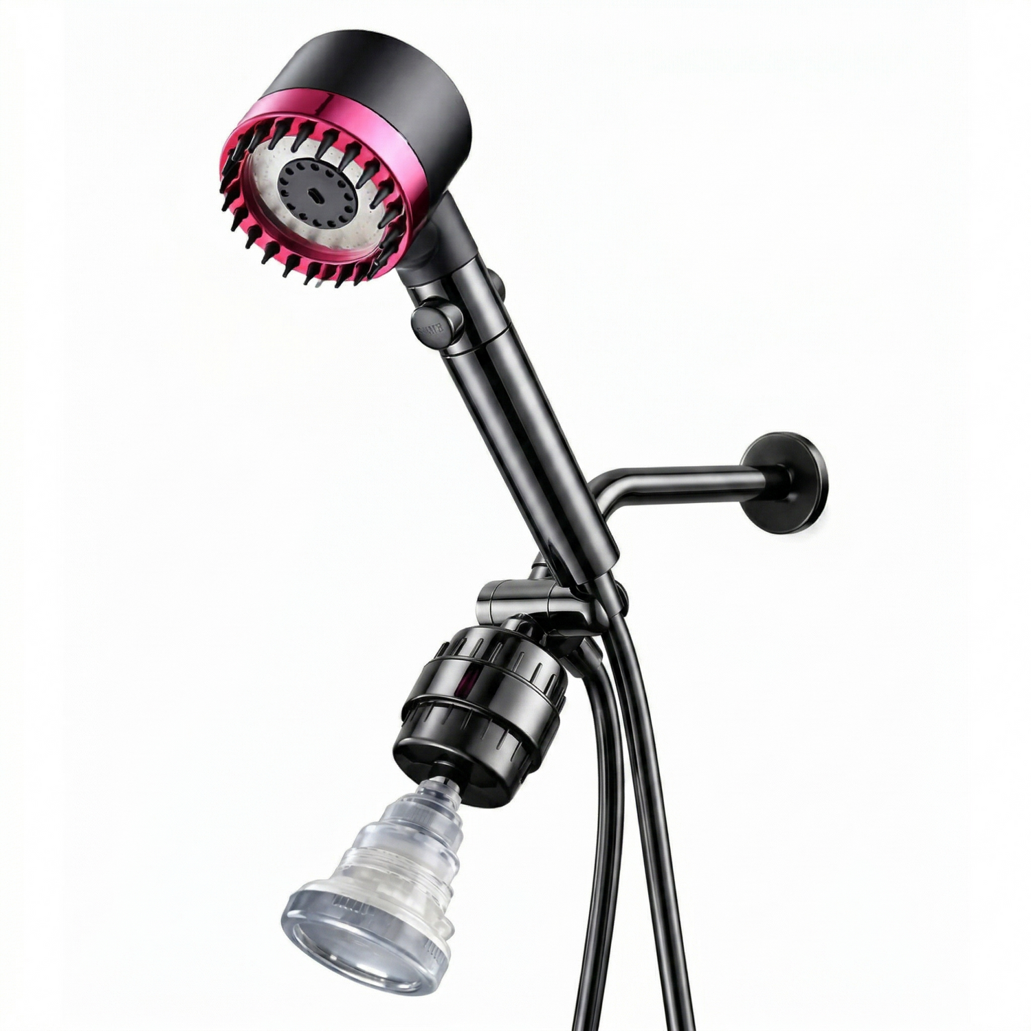 MineralStream Massage Filtered Shower Head Dual Kit in fuchsia pink