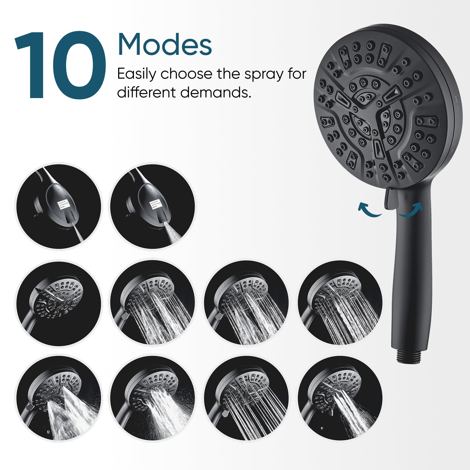 MineralStream Luxe 10 Mode High Pressure Shower Head (filtrert)